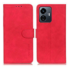 Leather Case Stands Flip Cover Holder K03Z for Vivo Y77e 5G Red