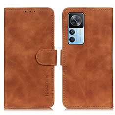 Leather Case Stands Flip Cover Holder K03Z for Xiaomi Mi 12T 5G Brown