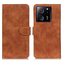 Leather Case Stands Flip Cover Holder K03Z for Xiaomi Mi 13T 5G Brown