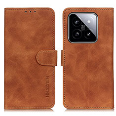 Leather Case Stands Flip Cover Holder K03Z for Xiaomi Mi 14 Pro 5G Brown
