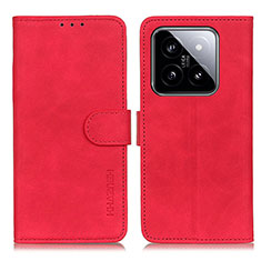Leather Case Stands Flip Cover Holder K03Z for Xiaomi Mi 14 Pro 5G Red