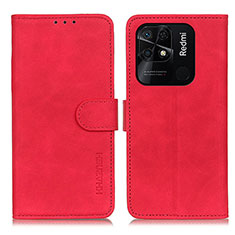 Leather Case Stands Flip Cover Holder K03Z for Xiaomi Redmi 10 India Red