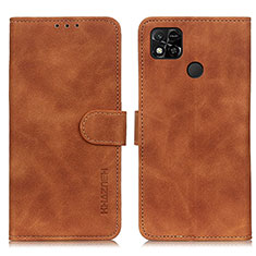 Leather Case Stands Flip Cover Holder K03Z for Xiaomi Redmi 10A 4G Brown