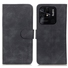 Leather Case Stands Flip Cover Holder K03Z for Xiaomi Redmi 10C 4G Black