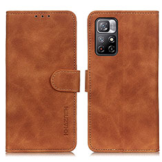 Leather Case Stands Flip Cover Holder K03Z for Xiaomi Redmi Note 11S 5G Brown