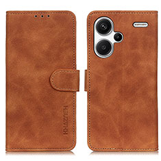 Leather Case Stands Flip Cover Holder K03Z for Xiaomi Redmi Note 13 Pro+ Plus 5G Brown