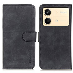 Leather Case Stands Flip Cover Holder K03Z for Xiaomi Redmi Note 13R Pro 5G Black