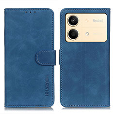 Leather Case Stands Flip Cover Holder K03Z for Xiaomi Redmi Note 13R Pro 5G Blue