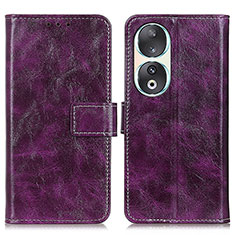 Leather Case Stands Flip Cover Holder K04Z for Huawei Honor 90 5G Purple