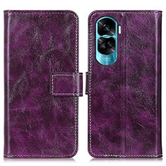 Leather Case Stands Flip Cover Holder K04Z for Huawei Honor 90 Lite 5G Purple