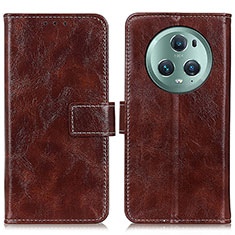 Leather Case Stands Flip Cover Holder K04Z for Huawei Honor Magic5 Pro 5G Brown