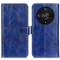 Leather Case Stands Flip Cover Holder K04Z for Huawei Honor X9b 5G Blue