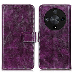 Leather Case Stands Flip Cover Holder K04Z for Huawei Honor X9b 5G Purple