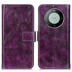 Leather Case Stands Flip Cover Holder K04Z for Huawei Mate 60 Pro Purple