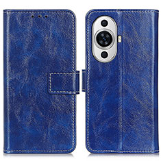 Leather Case Stands Flip Cover Holder K04Z for Huawei Nova 11 Ultra Blue