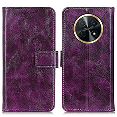 Leather Case Stands Flip Cover Holder K04Z for Huawei Nova Y91 Purple