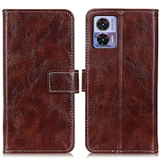 Leather Case Stands Flip Cover Holder K04Z for Motorola Moto Edge 30 Neo 5G Brown