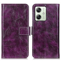 Leather Case Stands Flip Cover Holder K04Z for Motorola Moto G54 5G Purple