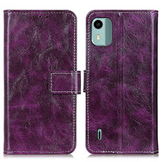 Leather Case Stands Flip Cover Holder K04Z for Nokia C12 Purple
