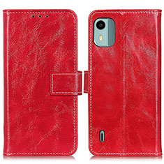 Leather Case Stands Flip Cover Holder K04Z for Nokia C12 Red