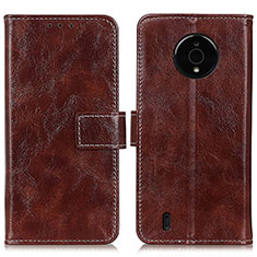Leather Case Stands Flip Cover Holder K04Z for Nokia C200 Brown