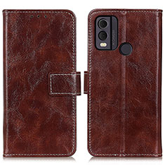 Leather Case Stands Flip Cover Holder K04Z for Nokia C22 Brown