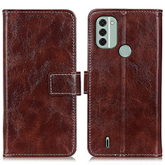 Leather Case Stands Flip Cover Holder K04Z for Nokia C31 Brown
