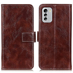 Leather Case Stands Flip Cover Holder K04Z for Nokia G60 5G Brown