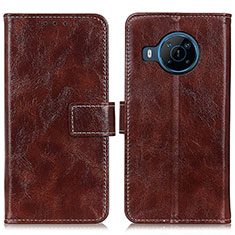 Leather Case Stands Flip Cover Holder K04Z for Nokia X100 5G Brown