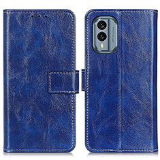 Leather Case Stands Flip Cover Holder K04Z for Nokia X30 5G Blue