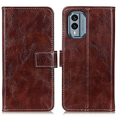 Leather Case Stands Flip Cover Holder K04Z for Nokia X30 5G Brown