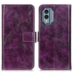 Leather Case Stands Flip Cover Holder K04Z for Nokia X30 5G Purple