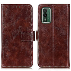 Leather Case Stands Flip Cover Holder K04Z for Nokia XR21 Brown