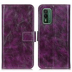 Leather Case Stands Flip Cover Holder K04Z for Nokia XR21 Purple