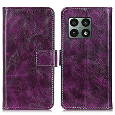 Leather Case Stands Flip Cover Holder K04Z for OnePlus 10 Pro 5G Purple