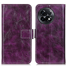 Leather Case Stands Flip Cover Holder K04Z for OnePlus 11R 5G Purple