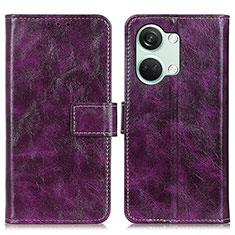 Leather Case Stands Flip Cover Holder K04Z for OnePlus Ace 2V 5G Purple