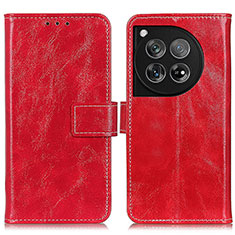 Leather Case Stands Flip Cover Holder K04Z for OnePlus Ace 3 5G Red