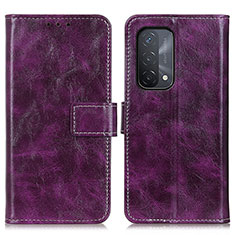 Leather Case Stands Flip Cover Holder K04Z for OnePlus Nord N200 5G Purple