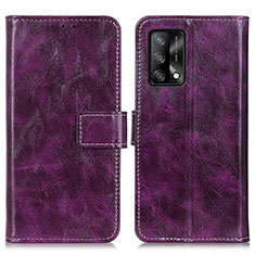 Leather Case Stands Flip Cover Holder K04Z for Oppo A74 4G Purple