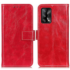 Leather Case Stands Flip Cover Holder K04Z for Oppo A74 4G Red