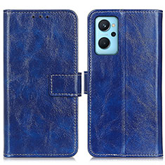 Leather Case Stands Flip Cover Holder K04Z for Oppo A96 4G Blue