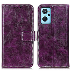 Leather Case Stands Flip Cover Holder K04Z for Oppo A96 4G Purple