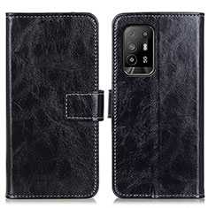 Leather Case Stands Flip Cover Holder K04Z for Oppo F19 Pro+ Plus 5G Black