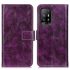 Leather Case Stands Flip Cover Holder K04Z for Oppo F19 Pro+ Plus 5G Purple