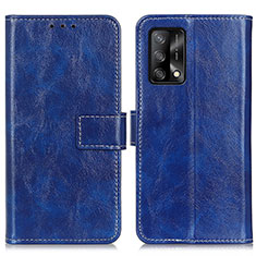 Leather Case Stands Flip Cover Holder K04Z for Oppo F19s Blue