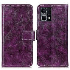 Leather Case Stands Flip Cover Holder K04Z for Oppo F21s Pro 4G Purple