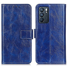 Leather Case Stands Flip Cover Holder K04Z for Oppo Reno6 5G Blue