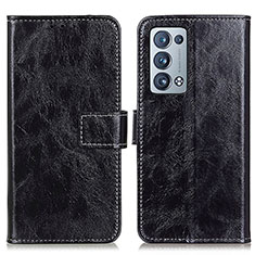 Leather Case Stands Flip Cover Holder K04Z for Oppo Reno6 Pro 5G Black