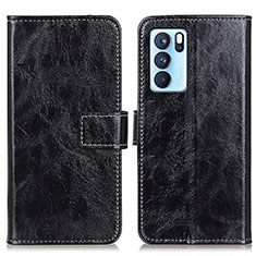 Leather Case Stands Flip Cover Holder K04Z for Oppo Reno6 Pro 5G India Black